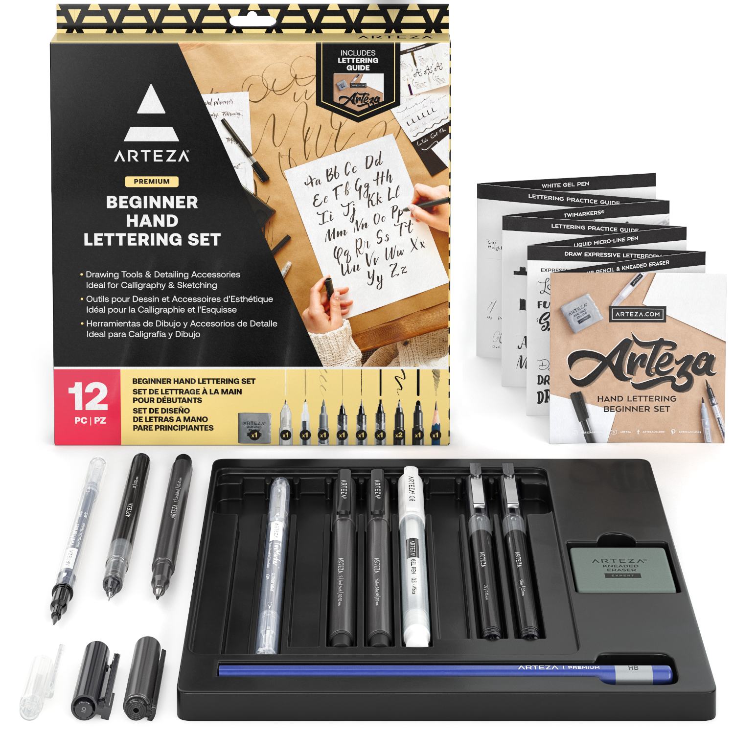 Arteza Calligraphy Pens & Beginner Hand Lettering Set - 12 Piece Set